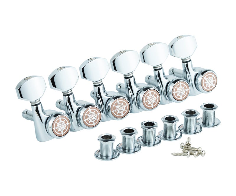 Guyker 6Pcs Guitar Locking Tuners (6 Right Handed) - 1:18 Ratio Lock String Tuning Key Pegs Machine Heads with Hexagonal Handle Replacement for LP SG Style Electric, Folk or Acoustic Guitars - Chrome - Image 1